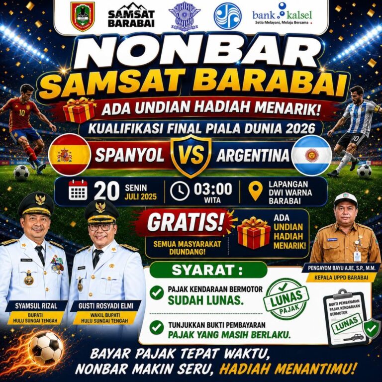 UPPD Barabai Ajak Masyarakat Nobar Kualifikasi Final Piala Dunia 2026 Sambil Bayar Pajak, Berhadiah Menarik!